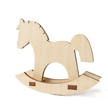 YUJIE 1.0mm plywood laser cut wooden rocking horse on sale